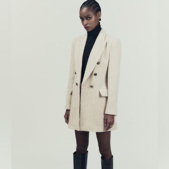 Zara Longline Wool Blend Bouclé Blazer - Picture 11 of 17